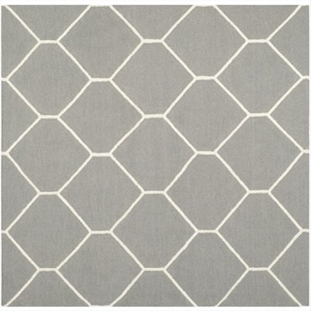 Safavieh 6 x 6 ft. Square- Contemporary Dhurries Grey And Ivory Flatweave Rug DHU635B-6SQ